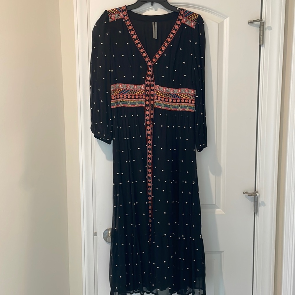 Anthropologie Flowy Embroidered Dress